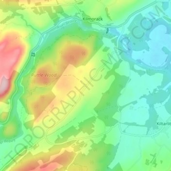 Topografisk kart Fanellan, høyde, relieff