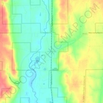 Topografisk kart Frederic, høyde, relieff