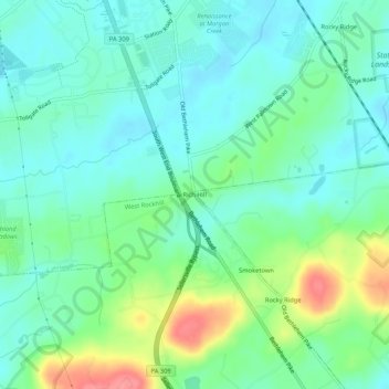 Topografisk kart Rich Hill, høyde, relieff