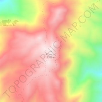 Topografisk kart Kösedağ, høyde, relieff