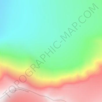 Topografisk kart Chugach Mountains, høyde, relieff