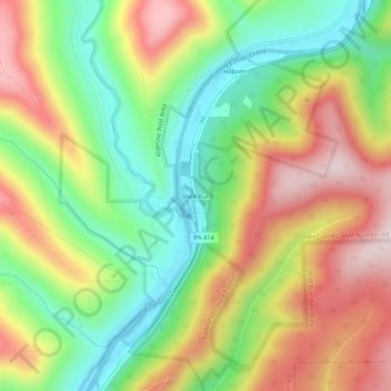 Topografisk kart Slate Run, høyde, relieff