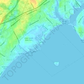 Topografisk kart Silver Beach, høyde, relieff