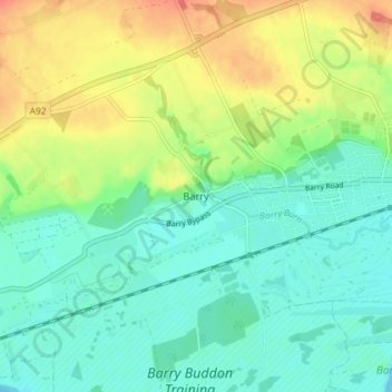 Topografisk kart Barry, høyde, relieff