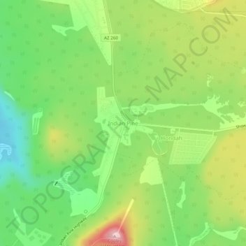 Topografisk kart Indian Pine, høyde, relieff