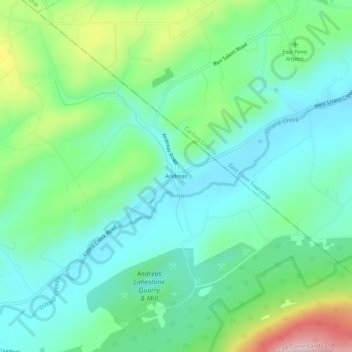 Topografisk kart Andreas, høyde, relieff