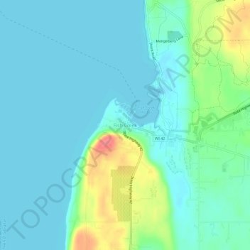 Topografisk kart Fish Creek, høyde, relieff