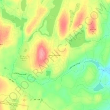 Topografisk kart Gold Key Lake, høyde, relieff