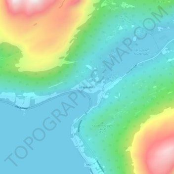 Topografisk kart Laksvatn, høyde, relieff
