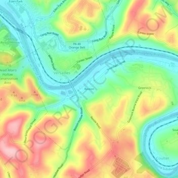 Topografisk kart Boston, høyde, relieff