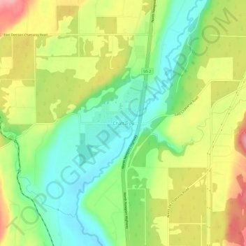 Topografisk kart Chattaroy, høyde, relieff