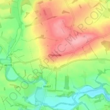 Topografisk kart Chirnside, høyde, relieff