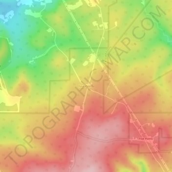 Topografisk kart Four Points, høyde, relieff