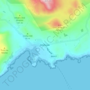 Topografisk kart Kilchoan, høyde, relieff