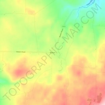 Topografisk kart Bowen, høyde, relieff