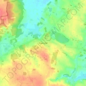 Topografisk kart Havndal, høyde, relieff