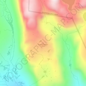 Topografisk kart Gravdalsryggen, høyde, relieff