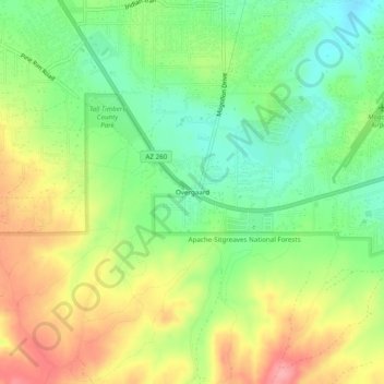 Topografisk kart Overgaard, høyde, relieff