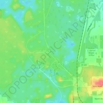 Topografisk kart Camps, høyde, relieff