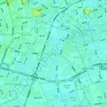 Topografisk kart Yanqiao, høyde, relieff