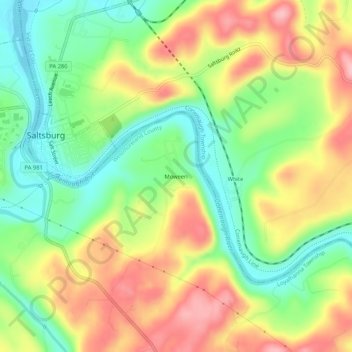 Topografisk kart Moween, høyde, relieff