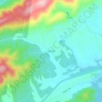 Topografisk kart Altonville, høyde, relieff