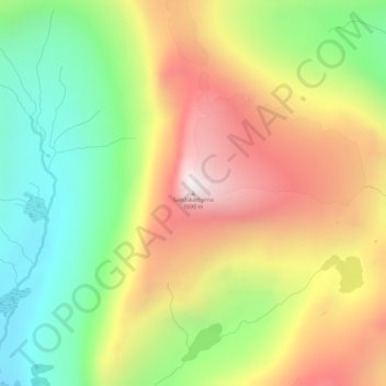 Topografisk kart Sandskarhyrna, høyde, relieff