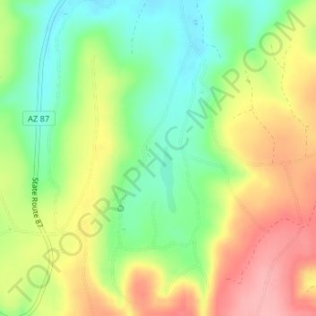 Topografisk kart Long Valley, høyde, relieff