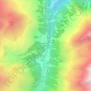 Topografisk kart La Gouille, høyde, relieff
