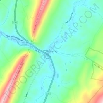 Topografisk kart Crystal Spring, høyde, relieff