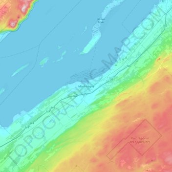 Topografisk kart Montmagny, høyde, relieff