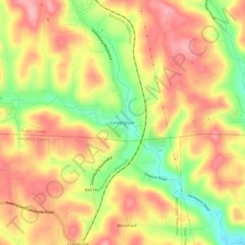 Topografisk kart Cunningham, høyde, relieff