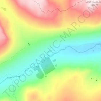 Topografisk kart Kenknock, høyde, relieff
