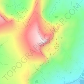 Topografisk kart The Storr, høyde, relieff