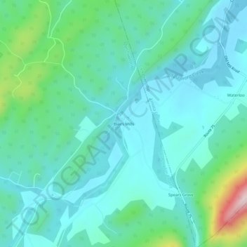 Topografisk kart Blairs Mills, høyde, relieff