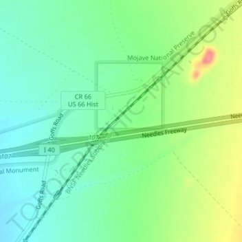 Topografisk kart Fenner, høyde, relieff
