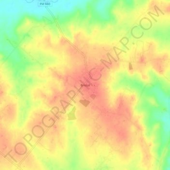 Topografisk kart Bristol, høyde, relieff