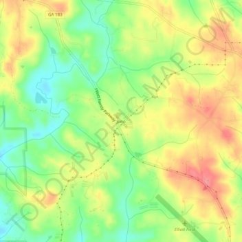 Topografisk kart Juno, høyde, relieff