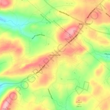 Topografisk kart Alsace Manor, høyde, relieff