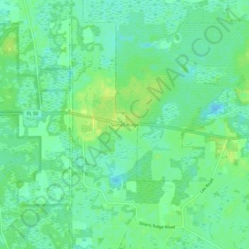Topografisk kart Slones Ridge, høyde, relieff