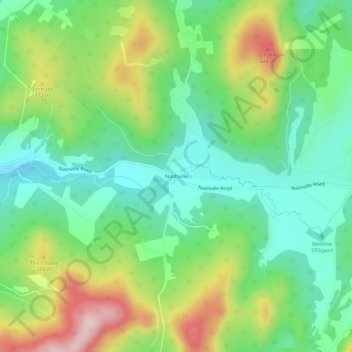Topografisk kart Nashville, høyde, relieff