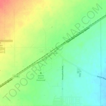 Topografisk kart Salome, høyde, relieff