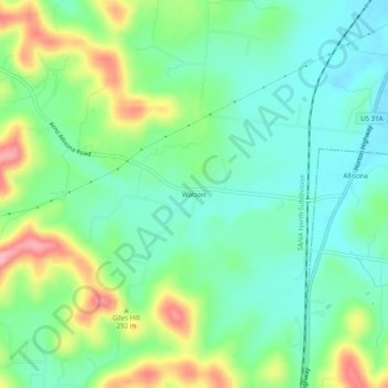 Topografisk kart Watson, høyde, relieff