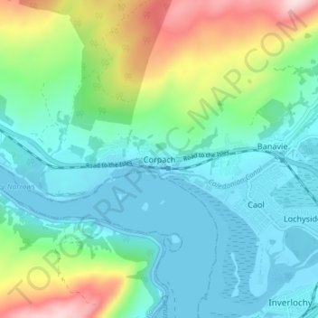 Topografisk kart Corpach, høyde, relieff