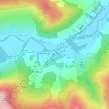 Topografisk kart Bellspool, høyde, relieff