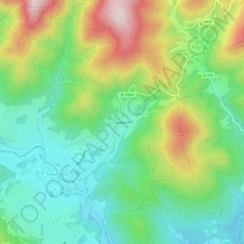 Topografisk kart Houppach, høyde, relieff