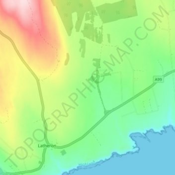 Topografisk kart Standing, høyde, relieff