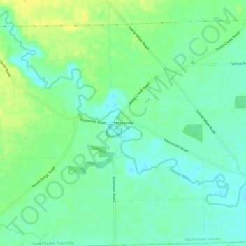 Topografisk kart Mooreville, høyde, relieff
