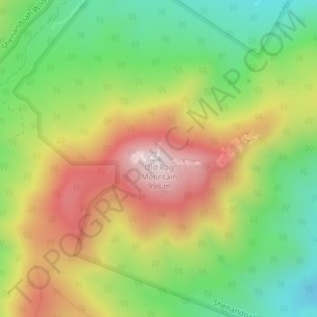 Topografisk kart Old Rag Mountain, høyde, relieff