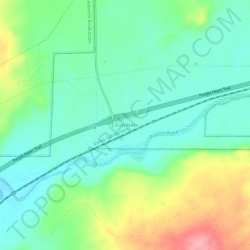 Topografisk kart Chambers, høyde, relieff